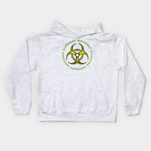 Green Biohazard Sign Kids Hoodie by Packrat